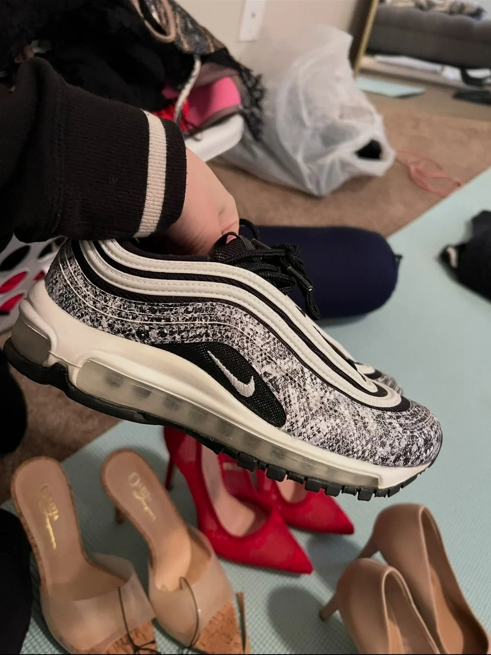 Nike Women’s Air Max 97 Black and White Knit Sneaker